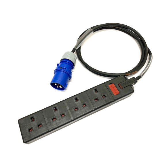 16A Plug to 13A 4-Gang Socket 3 Pin 230V H07RN-F Adaptor Cable