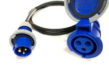 16A Plug to 32A Socket 3 Pin 230V IP67 H07RN-F Adaptor Cable