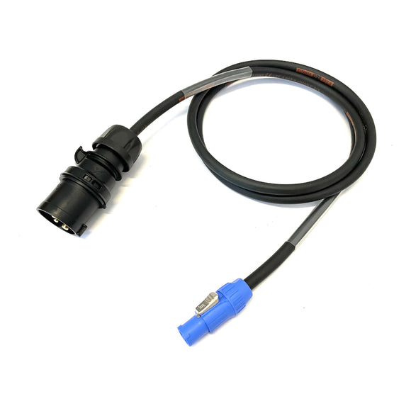 16A Plug to Seetronic Power Twist Blue 230V H07RN-F Adaptor Cable | Black