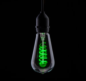 Prolite 240V 4W ES (E27) Green ST64 LED Spiral Funky Dimmable Filament Lamp