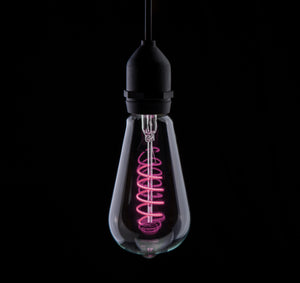*DISCONTINUED* Prolite 240V 4W ES (E27) Pink ST64 LED Spiral Funky Filament Lamp