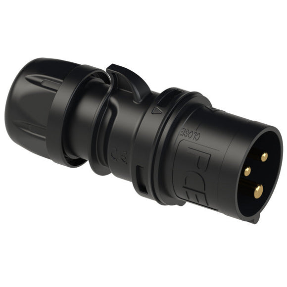 PCE 32A 3 Pin 230V Single Phase IP44 Midnight Black Plug and Socket Connectors