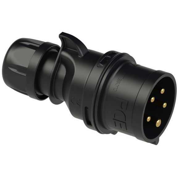 PCE 32A 5 Pin 400V 3 Phase IP44 Midnight Black Plug and Socket Connectors