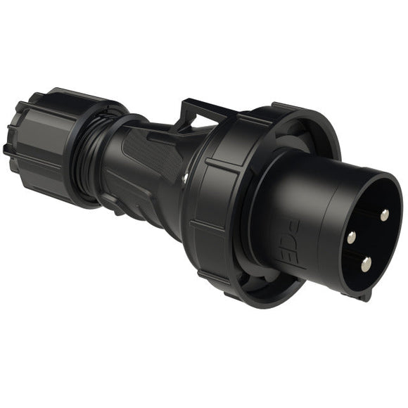 PCE 63A 3 Pin 230V Single Phase IP67 Midnight Black Plug and Socket Connectors