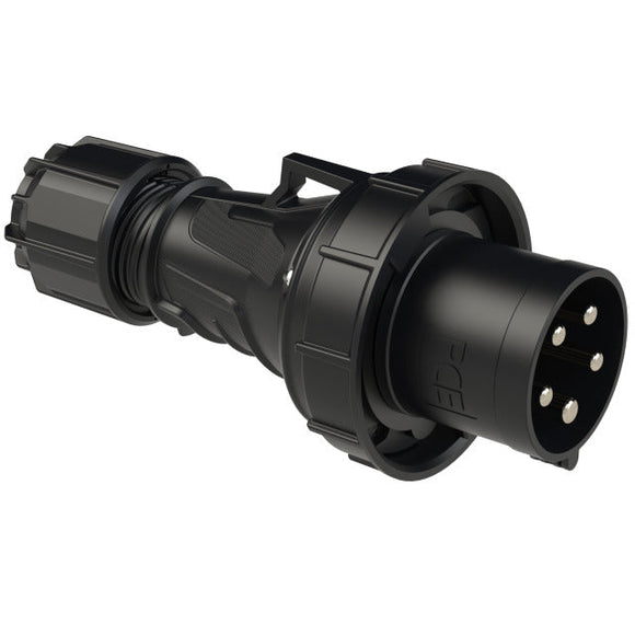 PCE 63A 5 Pin 400V 3 Phase IP67 Midnight Black Plug and Socket Connectors