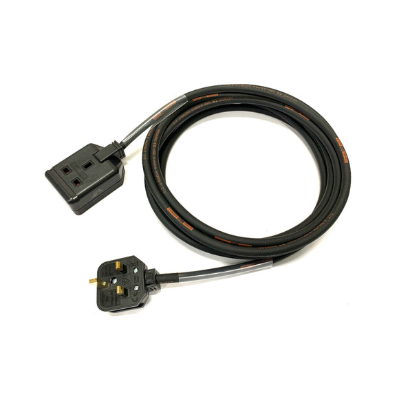 13 Amp 1 Gang Black Mains Extension Lead - H07RN-F Rubber Cable