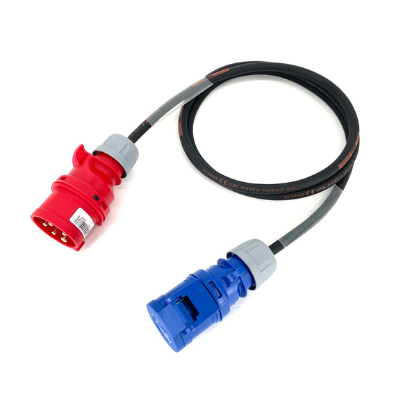 16A 5 Pin 400V Plug to 16A 3 Pin 230V Socket IP44 H07RN-F Cable Adaptor