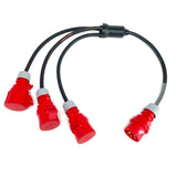 16A 5 Pin 400V IP44 3 Way 16A Sockets Soft Y Splitter H07RN-F Cable Adaptor