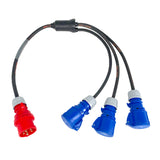 16A 5 Pin 400V to 16A 3 Pin 230V IP44 3 Way Sockets Soft Y Splitter H07RN-F Cable Adaptor