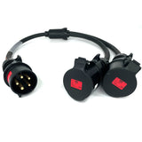 32A 5 Pin 415V IP44 2 Way Soft Y Splitter H07RN-F Cable Adaptor | Black