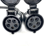 32A 5 Pin 415V IP44 2 Way Soft Y Splitter H07RN-F Cable Adaptor | Black
