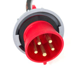 32A 5 Pin 400V IP65 2 Way Moulded Soft Y Splitter H07RN-F Cable Adaptor