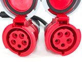 32A 5 Pin 400V IP65 2 Way Moulded Soft Y Splitter H07RN-F Cable Adaptor