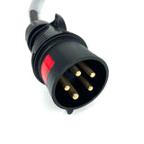 32A 5 Pin 400V to 32A 3 Pin 230V IP44 3 Way Sockets Soft Y Splitter H07RN-F Cable Adaptor | Black