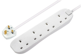 Masterplug 13 Amp 4 Gang White Mains Extension Lead - PVC Cable - 2m