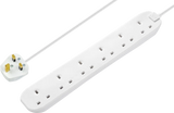 Masterplug 13 Amp 6 Gang White Mains Extension Lead - PVC Cable - 2m