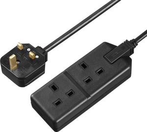 Masterplug 13 Amp 2 Gang Black Heavy Duty Mains Extension Lead - PVC Cable - 4m