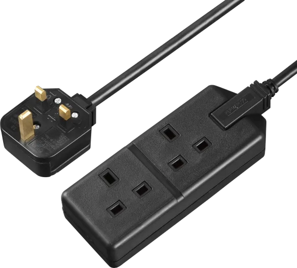 Masterplug 13 Amp 2 Gang Black Heavy Duty Mains Extension Lead - PVC Cable - 4m