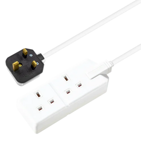 Masterplug 13 Amp 2 Gang White Heavy Duty Mains Extension Lead - PVC Cable - 4m