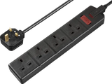 Masterplug 13 Amp 4 Gang Black Heavy Duty Mains Extension Lead - PVC Cable - 2m