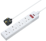 Masterplug 13 Amp 4 Gang White Heavy Duty Mains Extension Lead - PVC Cable - 2m