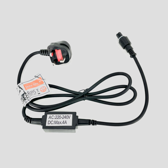Inno-Lite Pro Fairy Lights 13A 240V Mains Adaptor Plug - Black Rubber Cable