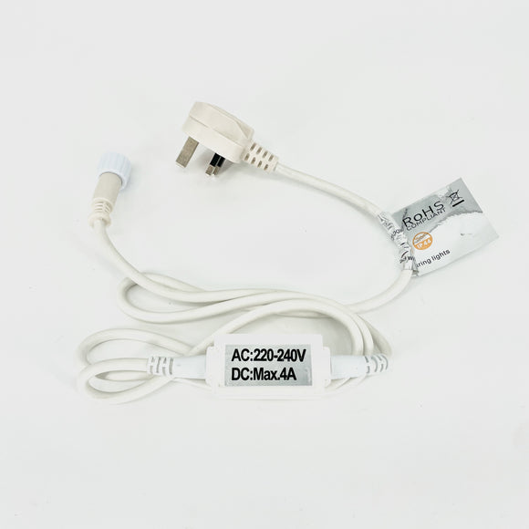 Inno-Lite Pro Fairy Lights 13A 240V Mains Adaptor Plug - White Rubber Cable