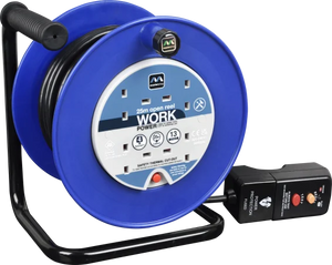 Masterplug 13 Amp 4 Gang Open Reel Mains Extension Lead with RCD - PVC Cable - 25m