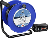 Masterplug 13 Amp 4 Gang Open Reel Mains Extension Lead with RCD - PVC Cable - 25m