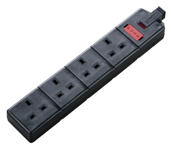 Masterplug Permaplug Heavy Duty 13A 4 Gang Fused Trailing Socket - Black (ELS134B-01)