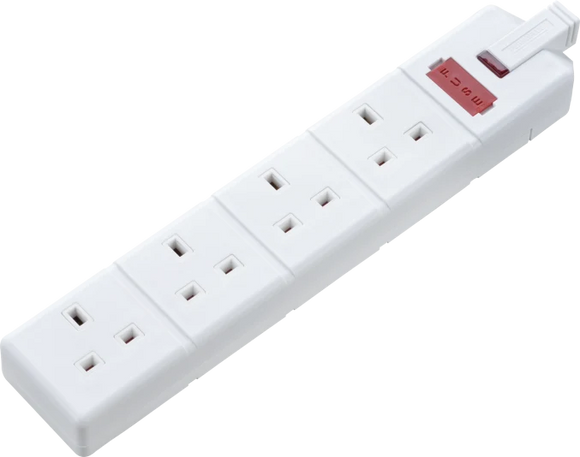 Masterplug Permaplug Heavy Duty 13A 4 Gang Fused Trailing Socket - White (ELS134W-01)