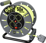Masterplug Pro-XT 13 Amp 4 Gang Open Reel Mains Extension Lead - PVC Cable - 50m
