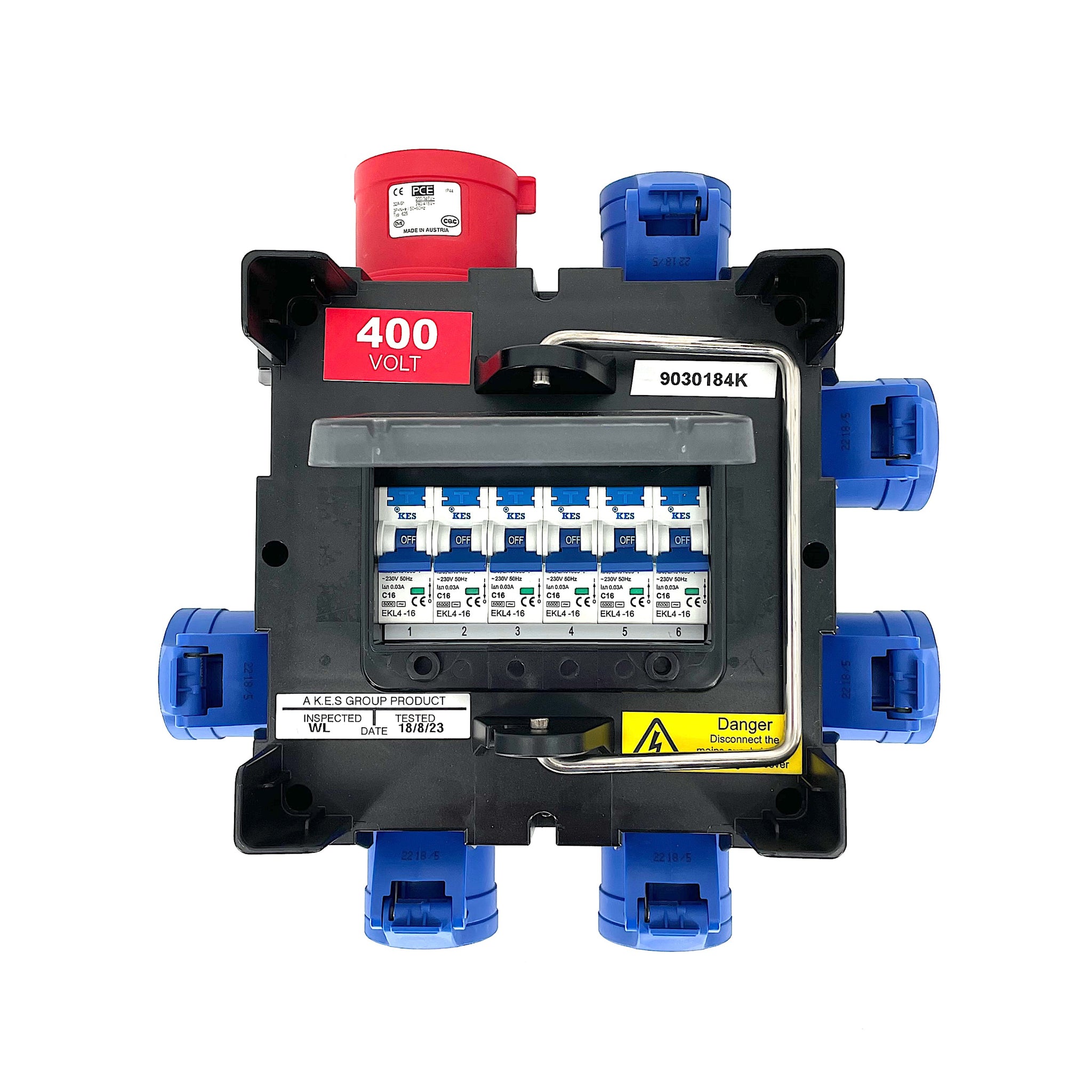 PCE ST ANTON Power Distribution Box 32A 5 Pin 400V 3 Phase with MCB  Protection Events Distro