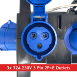 PCE ISCHL Distribution Box 63A 400V > 3x 32A 230V + 6x 16A 230V - RCBOs