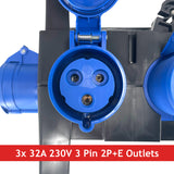 PCE ISCHL Distribution Box 63A 400V > 1x 32A 400V + 3x 32A 230V + 3x 16A 230V + 2x 13A 230V - RCD/MCBs