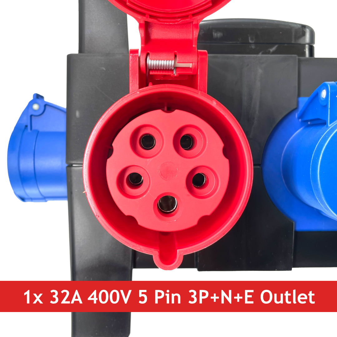 PCE ISCHL 9130050 Power Distribution Box 32A 5 Pin 400V 3 Phase RCD/MCB ...