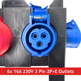 PCE ISCHL Distribution Box 32A 400V > 1x 32A 400V + 6x 16A 230V + 1x 13A 230V - RCD/MCBs