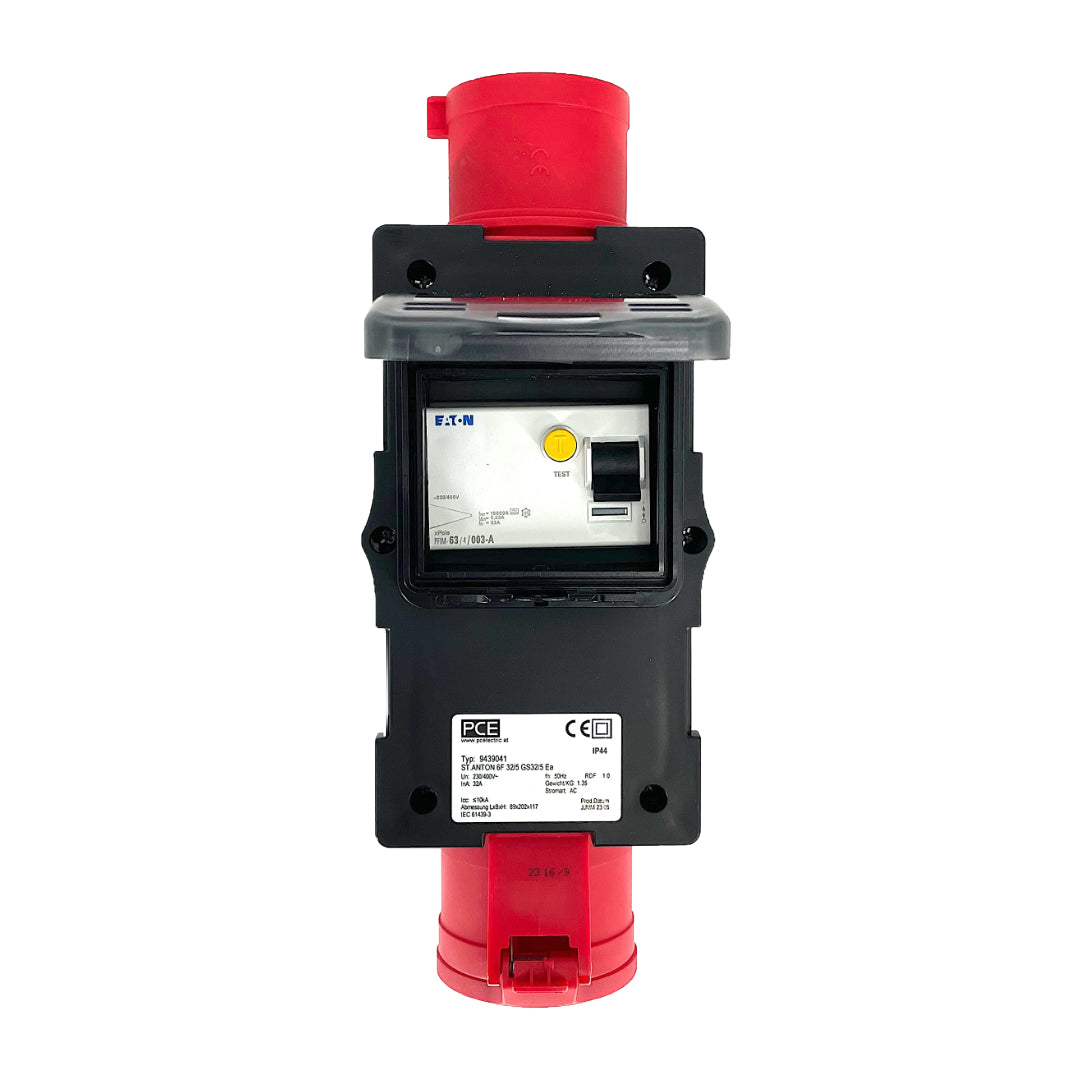 PCE ST ANTON Power Distribution Box 32A 5 Pin 400V 3 Phase with In-Line ...