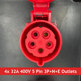 PCE MERZ A805 Distribution Box 63A 400V > 1x 63A 400V, 4x 32A 400V - MCB/RCBOs