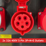 PCE MERZ Distribution Box 125A 400V > 2x 63A 400V + 2x 32A 400V + 3x 32A 230V + 3x 16A 230V - MCBs/RCBOs