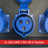 PCE MERZ Distribution Box 63A 400V > 3x 32A 230V + 6x 16A 230V - RCBOs