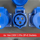 PCE MERZ Distribution Box 63A 400V > 3x 32A 230V + 6x 16A 230V - RCD/MCBs