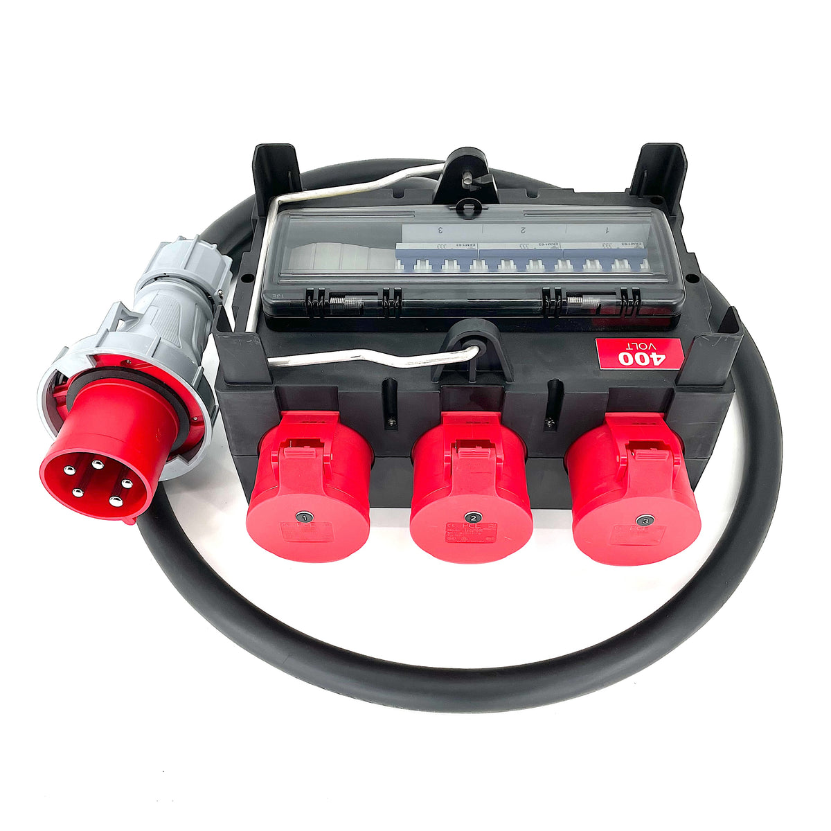 PCE ISCHL Power Distribution Box 63A 5 Pin 400V 3 Phase with MCB ...