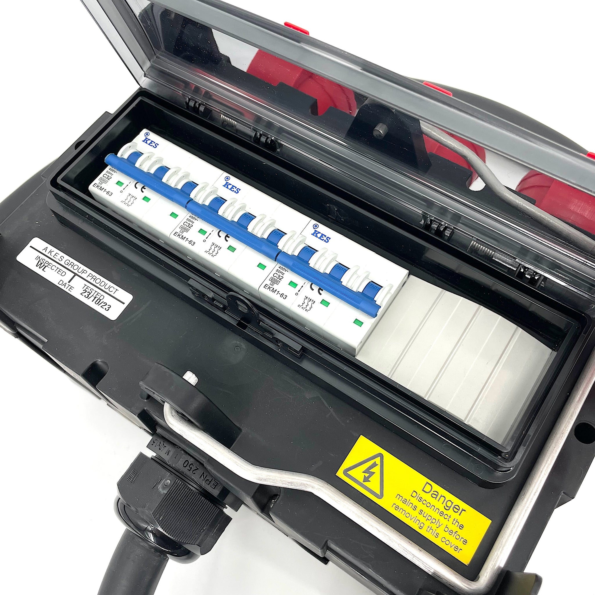 PCE ISCHL Power Distribution Box 63A 5 Pin 400V 3 Phase with MCB ...