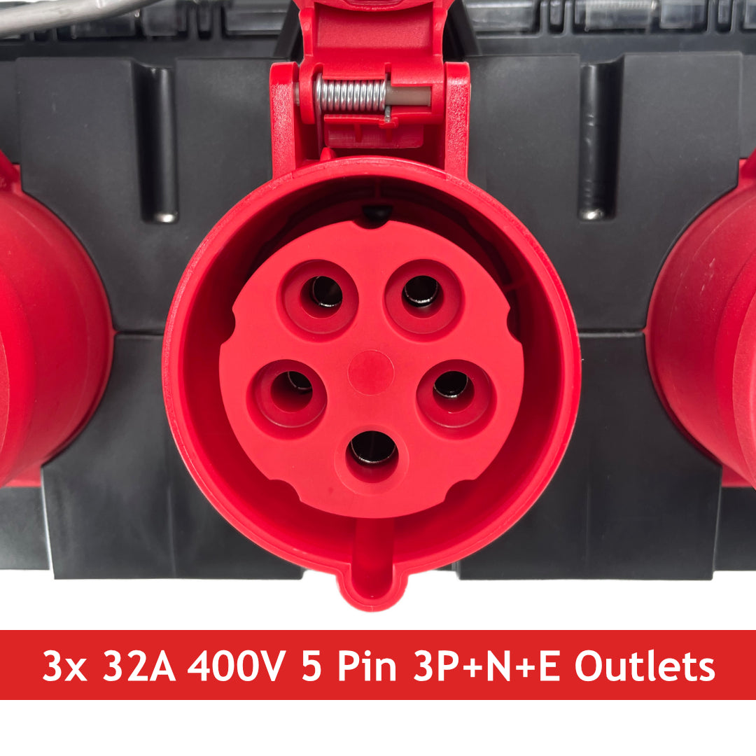 PCE ISCHL Power Distribution Box 63A 5 Pin 400V 3 Phase with MCB ...