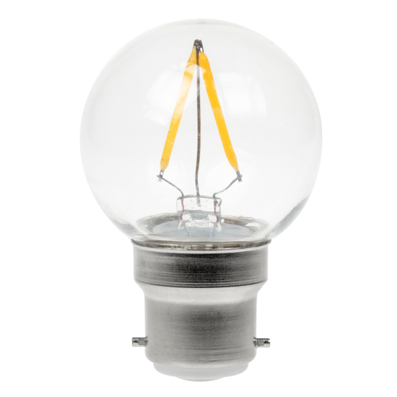 Prolite 240V 2W BC (B22) 2700K Warm White Golf Ball LED Dimmable Filament Lamp