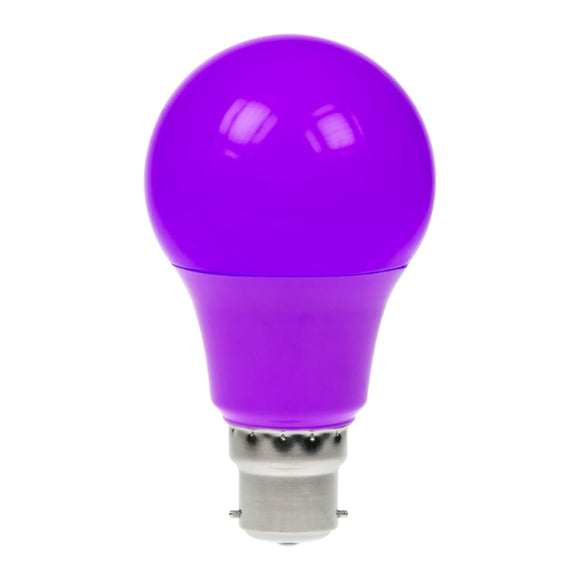Prolite 240V 6W BC (B22) Purple LED Poly GLS Dimmable Festoon Lamp