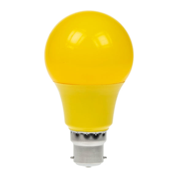 Prolite 240V 6W BC (B22) Yellow LED Poly GLS Dimmable Festoon Lamp