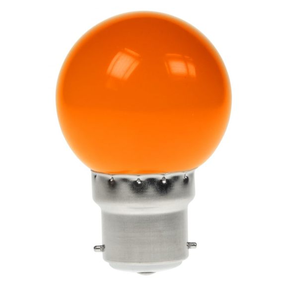Prolite 240V 1.5W BC (B22) Orange LED Poly G45 Golf Ball Festoon Lamp