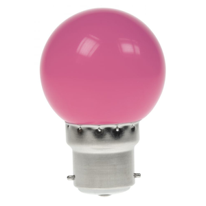 Prolite 240V 1.5W BC (B22) Pink LED Poly G45 Golf Ball Festoon Lamp